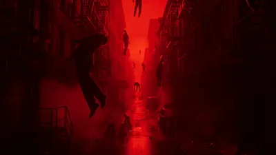 Official CONTROL Resonant store art showing a dark red warped corridor in Manhattan
